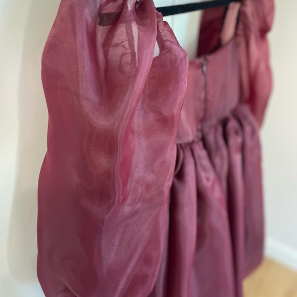 Silkie puff dress, size S, color bordeaux - Picture 7 of 11